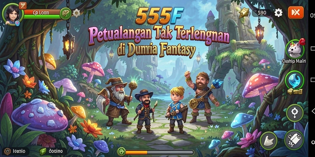 Screenshot gameplay 555F menampilkan petualangan seru di dunia fantasi.