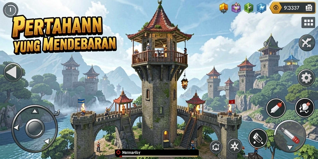 Screenshot gameplay Tower Defense yang menegangkan di 93337.
