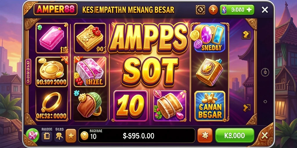 Tampilan Gameplay Slot AMPER88 yang menampilkan desain menarik dan fitur bonus.