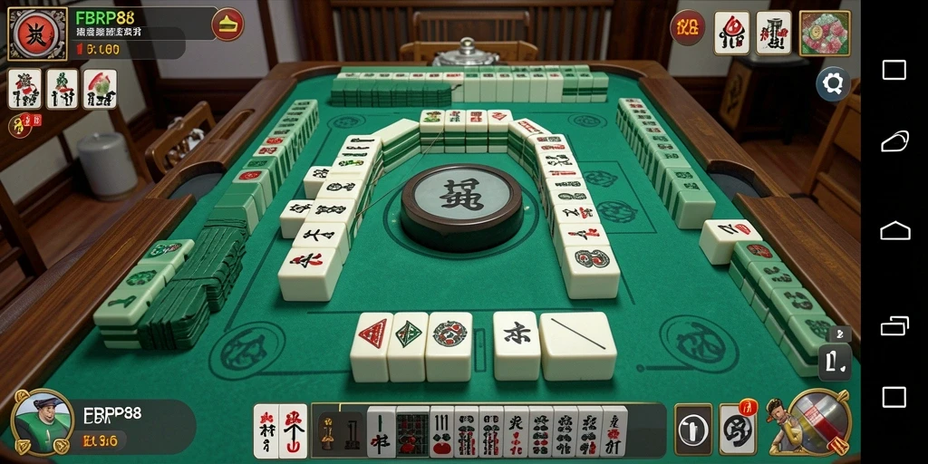 Tampilan gameplay seru FBRP88 dengan ubin-ubin Mahjong yang berwarna-warni.