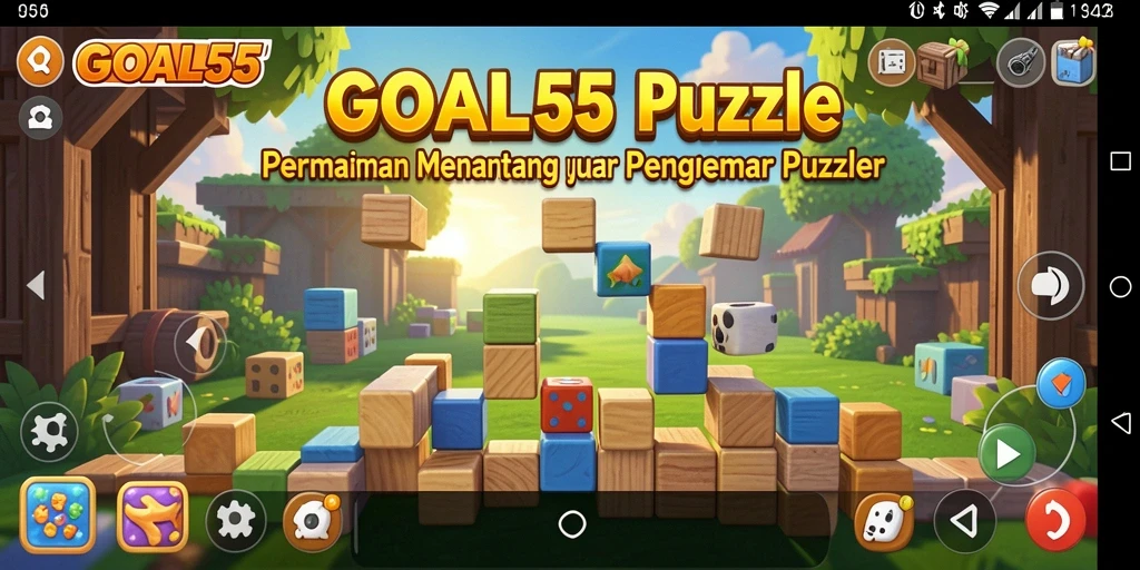 Tangkapan layar gameplay GOAL55 menunjukkan tantangan puzzle yang menarik.