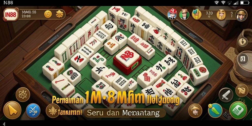 Screenshot gameplay IN88 menampilkan pemain yang serius bermain Mahjong.