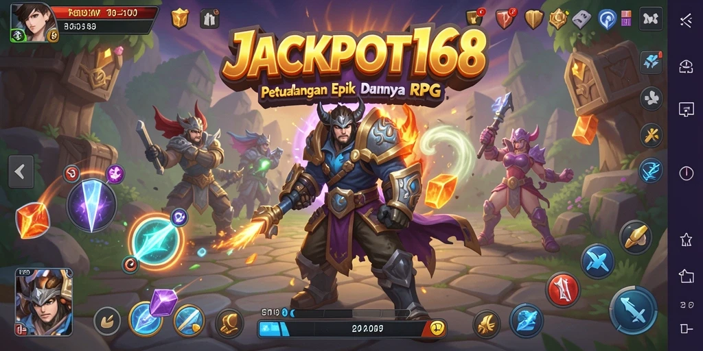 Tampilan aksi epic dalam JACKPOT168 yang menampilkan pertarungan RPG.