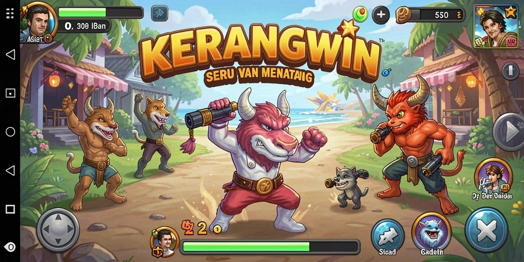 Screenshot gameplay KERANGWIN menampilkan aksi arcade yang seru.