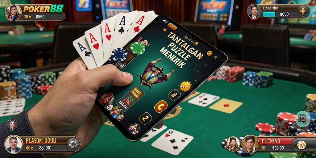 Menampilkan gameplay POKER88 yang penuh warna dan tantangan Puzzle.
