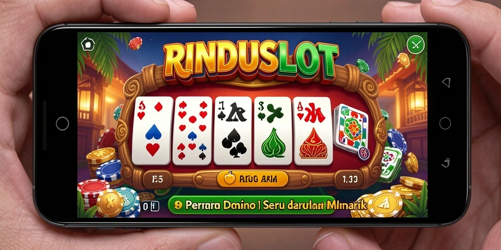 Screenshot RINDUSLOT menampilkan gameplay Domino yang seru dan interaktif.