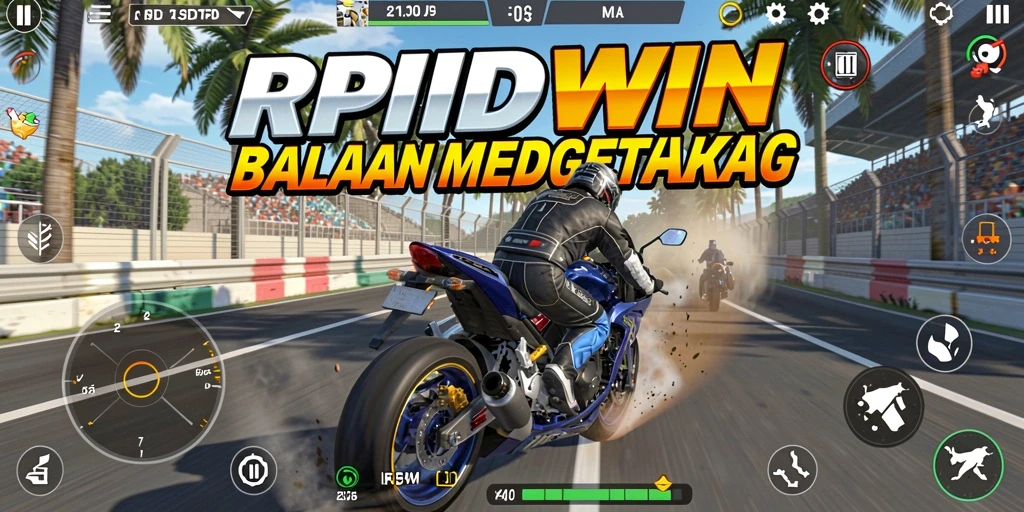 Screenshot menunjukkan aksi mendebarkan dari balapan motor di RPIDWIN.