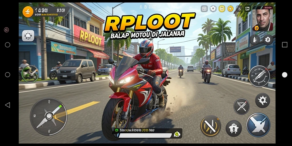 Tampilan gameplay seru balap motor di jalanan.